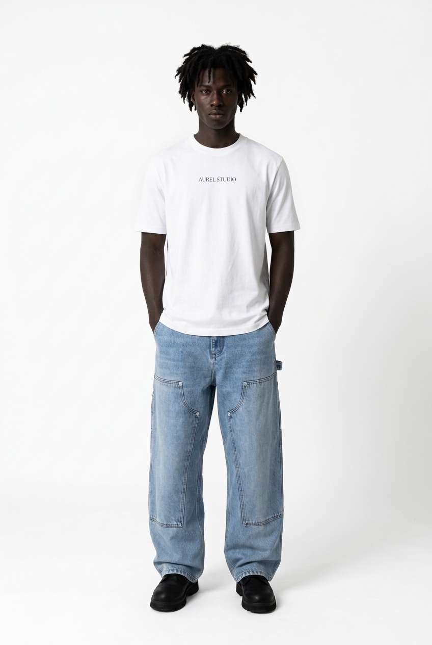 T-shirt Fleur Bleue porté, vu de face